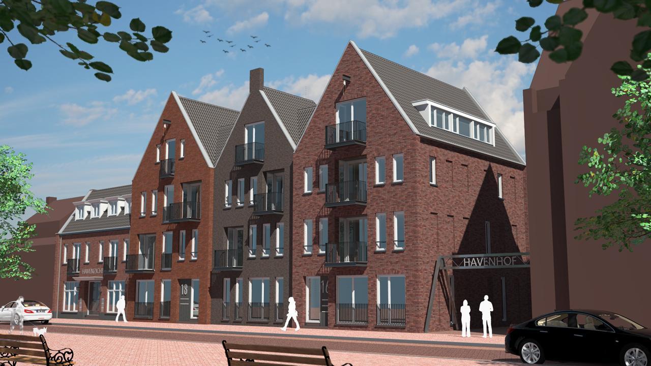 Voorzijde van de appartementen aan het Heilig Hartplein