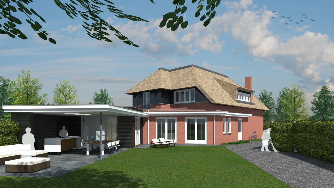 Nieuwe achterzijde met terrasoverkapping